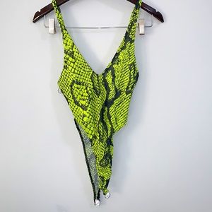 fashion nova green snake skin lingerie XS